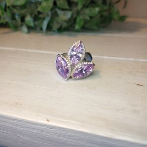 Victoria Weick Estate Amethyst Triple Marquise Cut Ring VTG Sterling 925 Size 8